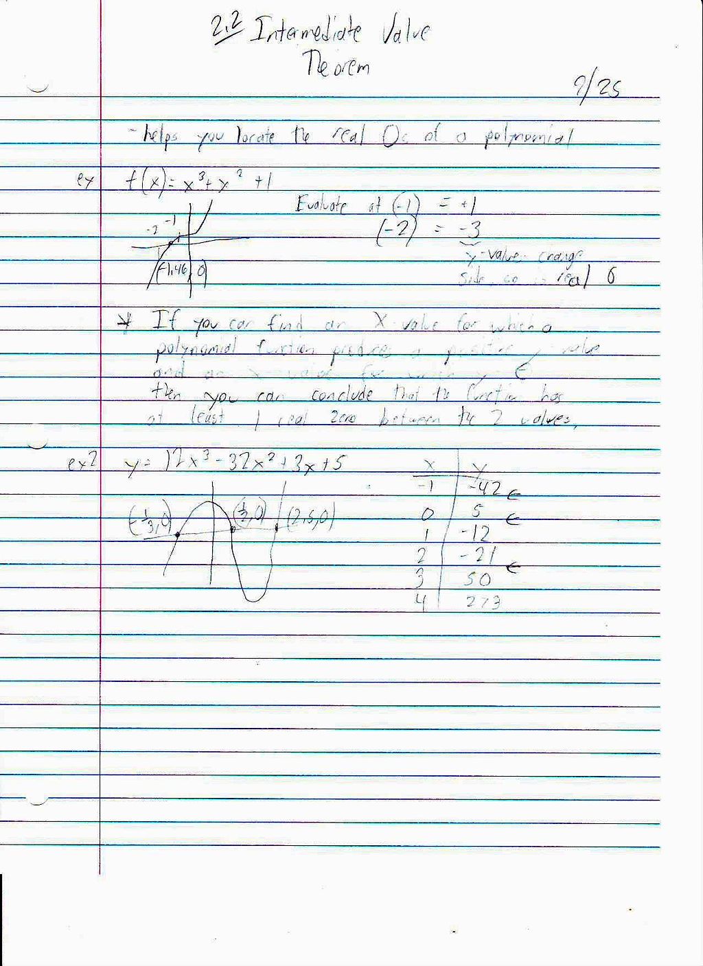 File:PreCalc 2.2 Day 2 Notes Page 1 Intermediate Value Theorm.JPG